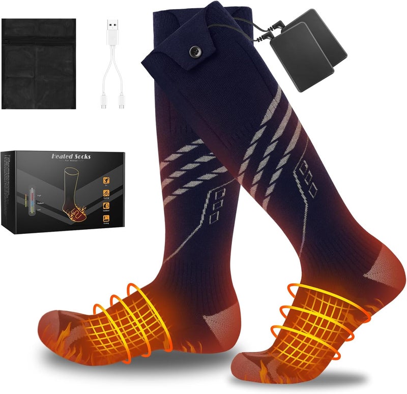 MANAKASA Heated Socks for Men Women, 5000mAh*2 Battery Upgraded Rechargeable Electric Heated Socks with 4 Heating Levels for Hunting, Camping, Hiking, Fishing, Outdoor Activities - Image 1